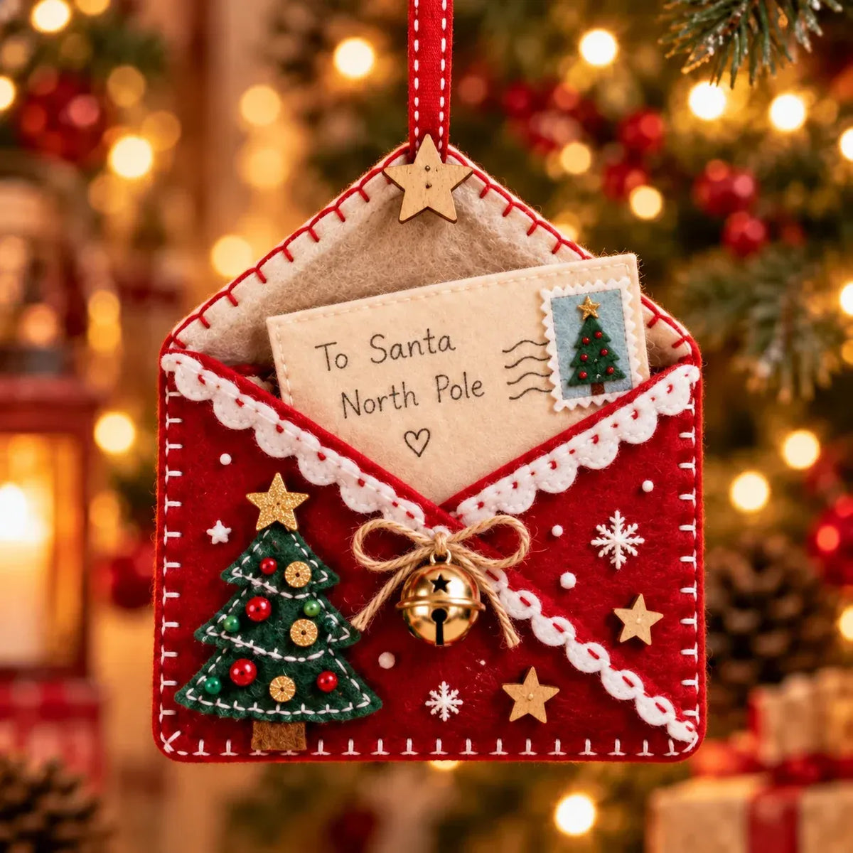 🎄💌Letters to Santa Christmas Envelope Ornaments – Festive Holiday Wish List Decorations