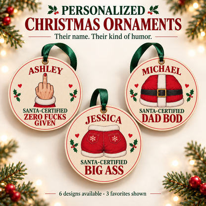 🎄 Personalized "Santa-Certified" Hilarious Christmas Ornaments | Custom Name Funny Gag Gift 😂