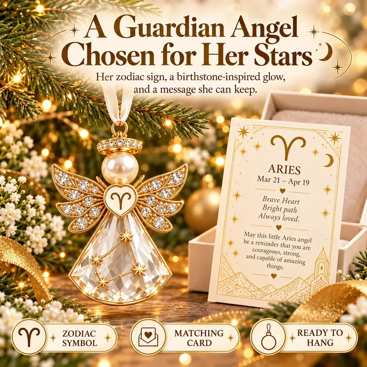 Christmas Zodiac Guardian Angel Keepsake | 12 Signs with Jewel-Toned Designs & Meaningful Gift Cards ✨