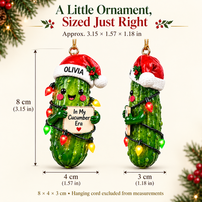 Personalized "In My Cucumber Era" Christmas Pickle Ornament 🥒✨ | Funny Custom 3D Tree Decor