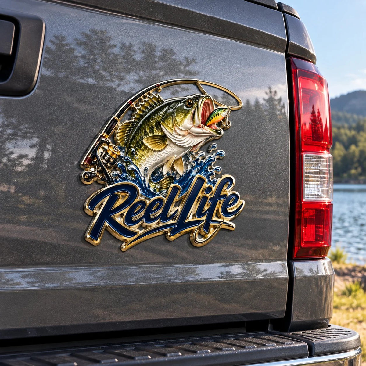 🎣 Last Day Promo: 50% OFF-Reel Life Bass Fishing Car Emblem | Waterproof • No Fade • No Rust • Magnet🧲