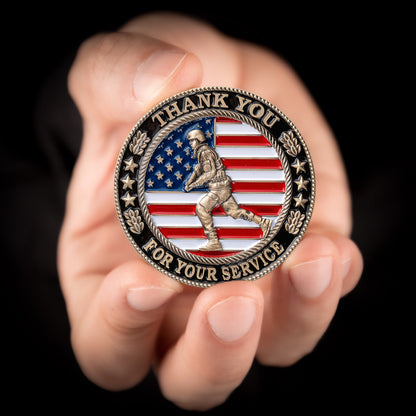 🇺🇸 "Thank You For Your Service" Patriotic Challenge Coin - Ultimate Gratitude Gift for Veterans & Heroes 🦅