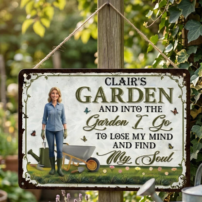 🌿 💖 Animation Style Personalized Gardening Sign - Personalized Classic Metal Signs - Best Gift For Yourself, Best Friends, Siblings, Gardening Lovers