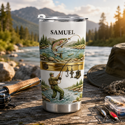 Personalized Fishing Tumbler – “A Peaceful Day on the River”