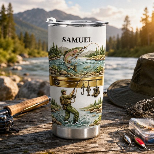 Personalized Fishing Tumbler – “A Peaceful Day on the River”
