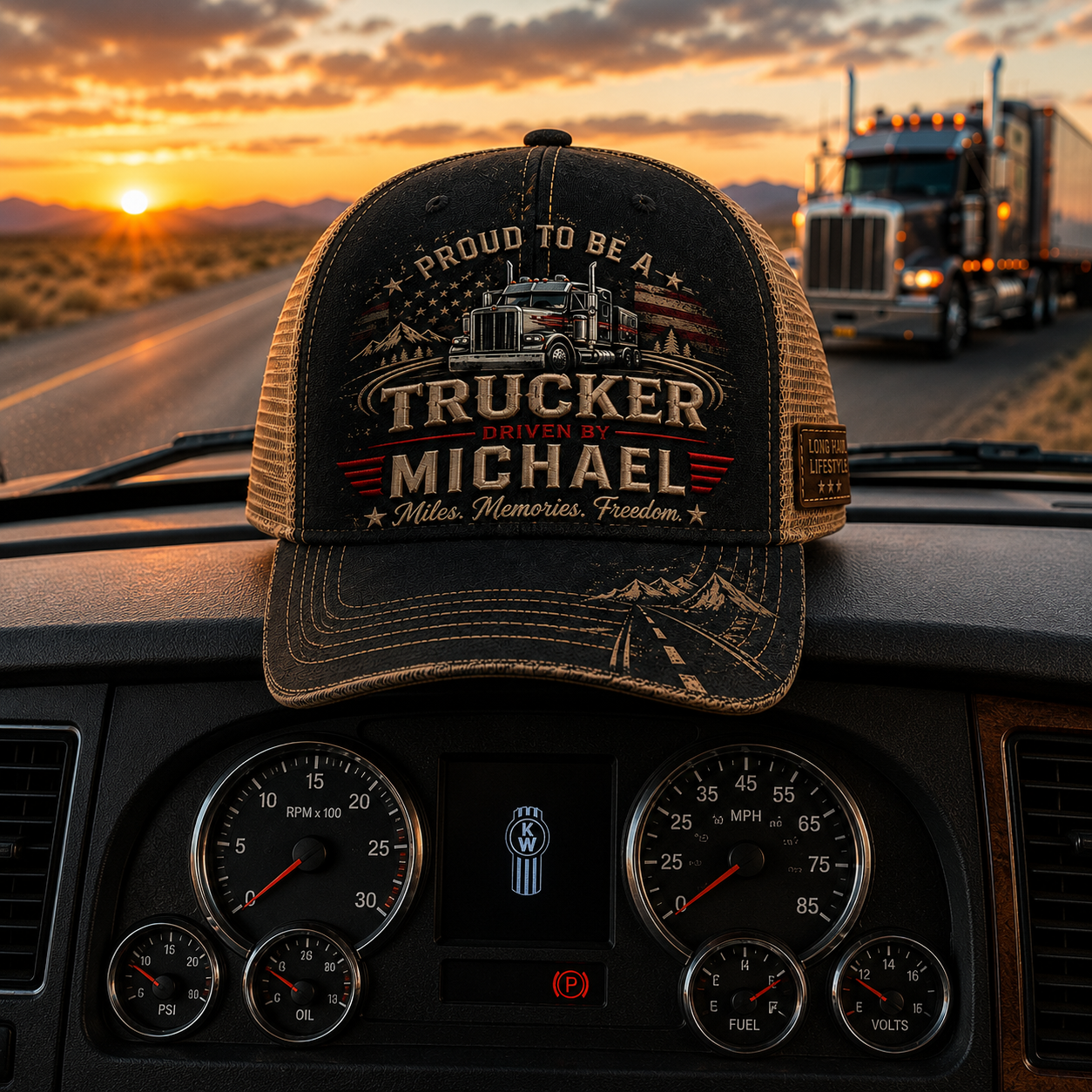 Personalized "Proud To Be A Trucker" Custom Name Mesh Trucker Hat