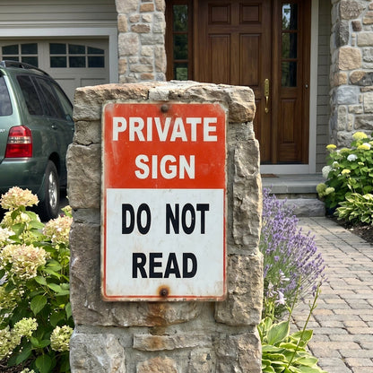 😂 "Private Sign - Do Not Read" – The Ultimate Funny Metal Sign
