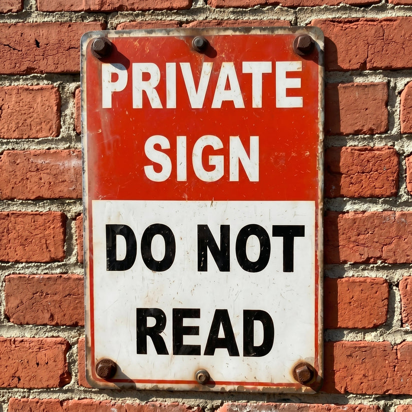 😂 "Private Sign - Do Not Read" – The Ultimate Funny Metal Sign