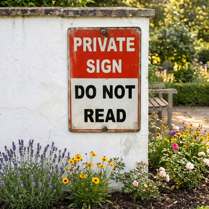 😂 "Private Sign - Do Not Read" – The Ultimate Funny Metal Sign