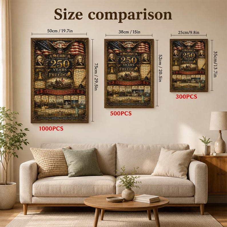 Personalized America 250th Anniversary Wooden Jigsaw Puzzle | Custom Family Name 1776-2026 History Tribute (300/500/1000 Pieces)