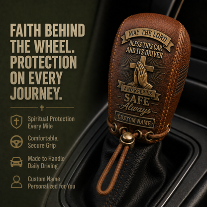 🙏Custom "Safe Always" Prayer Gear Shift Cover | Personalized Car Accessory for Daily Protection 🚙