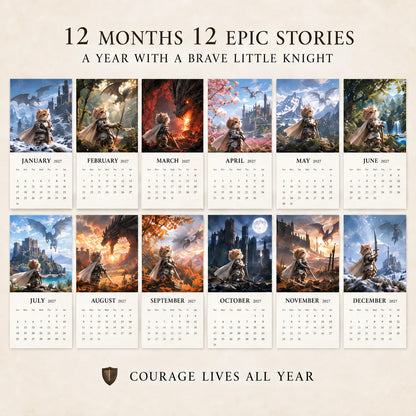 🐱 2027 Knight Cat vs. The Dragon Wall Calendar | 12 Fantasy Scenes