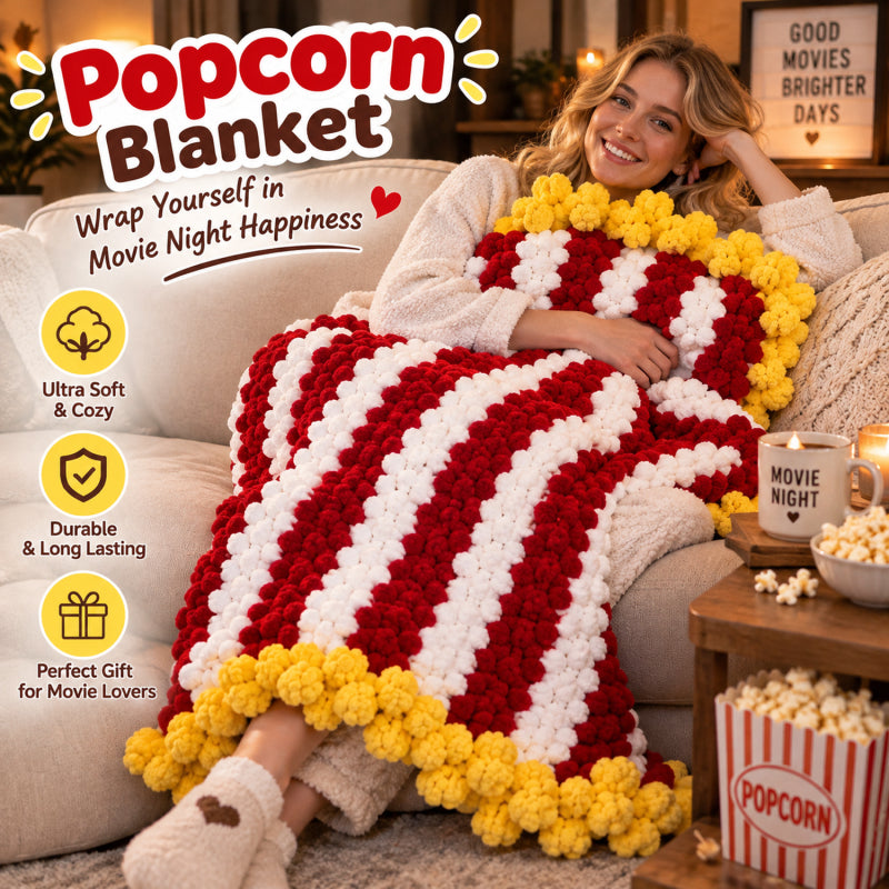 Movie Night Blanket – Cozy Red & White Knit Throw