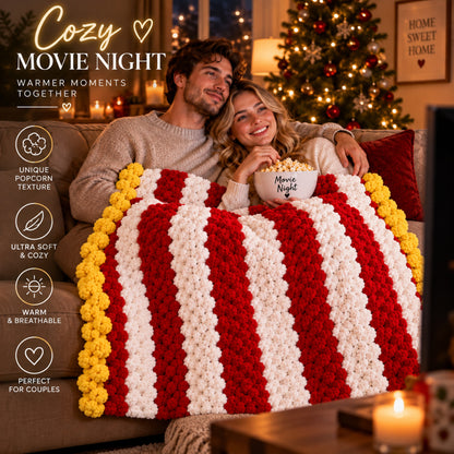 Movie Night Blanket – Cozy Red & White Knit Throw
