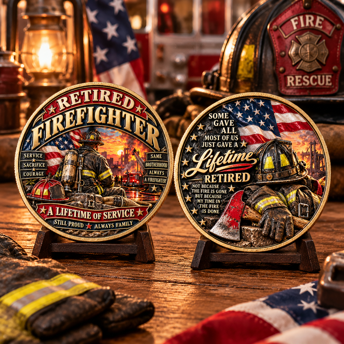 🇺🇸 Last Day Promo: 49% OFF 🔥Retired Firefighter A Lifetime of Service Challenge Coin🪓