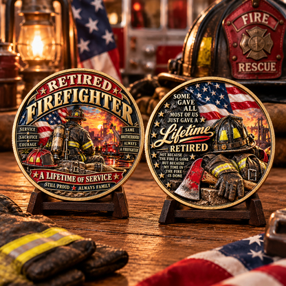 🇺🇸 Last Day Promo: 49% OFF 🔥Retired Firefighter A Lifetime of Service Challenge Coin🪓
