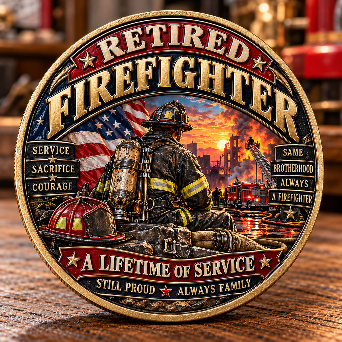 🇺🇸 Last Day Promo: 49% OFF 🔥Retired Firefighter A Lifetime of Service Challenge Coin🪓