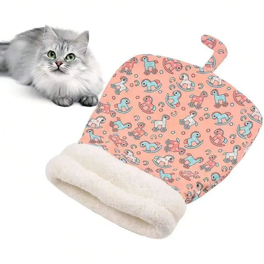 Viral Burrow Cat Sleep Sack | Fluffy Sherpa Cat Cave, Machine Washable, Winter Cozy Hideout for Cats & Tiny Puppies