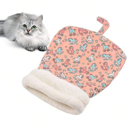 Viral Burrow Cat Sleep Sack | Fluffy Sherpa Cat Cave, Machine Washable, Winter Cozy Hideout for Cats & Tiny Puppies