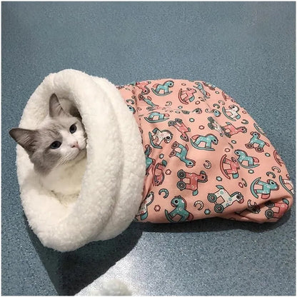 Viral Burrow Cat Sleep Sack | Fluffy Sherpa Cat Cave, Machine Washable, Winter Cozy Hideout for Cats & Tiny Puppies