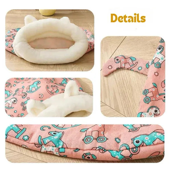 Viral Burrow Cat Sleep Sack | Fluffy Sherpa Cat Cave, Machine Washable, Winter Cozy Hideout for Cats & Tiny Puppies