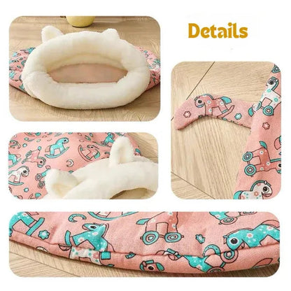 Viral Burrow Cat Sleep Sack | Fluffy Sherpa Cat Cave, Machine Washable, Winter Cozy Hideout for Cats & Tiny Puppies