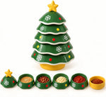 Stackable Christmas Tree Snack Bowl Set | Festive Holiday Serving Tree with Star Topper