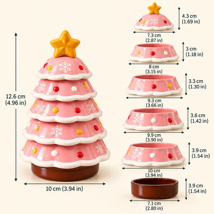 Stackable Christmas Tree Snack Bowl Set | Festive Holiday Serving Tree with Star Topper