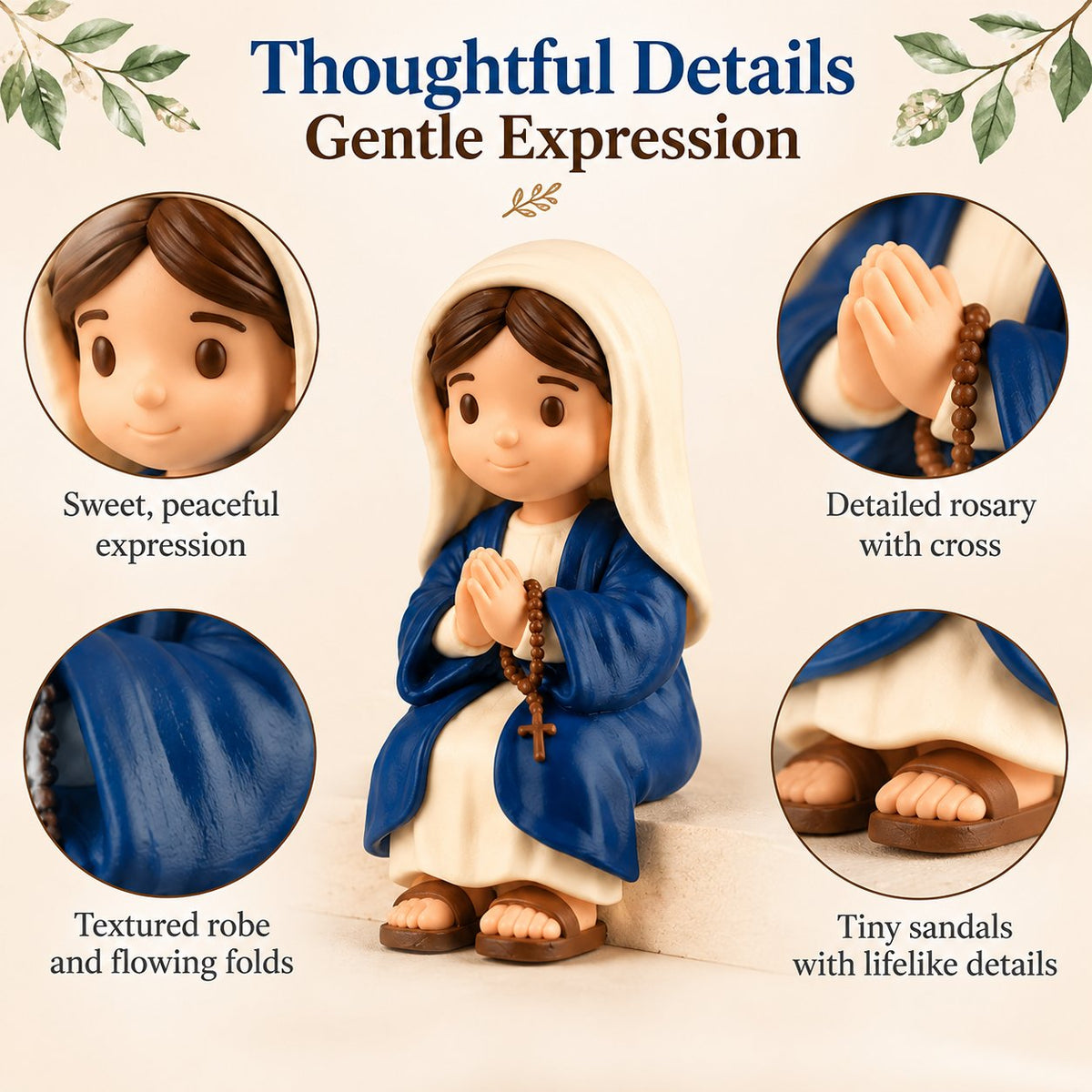 Cute Chibi Virgin Mary Shelf Sitter | Religious Devotion Gift