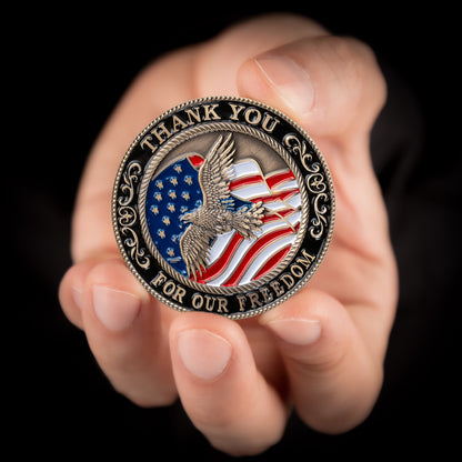 🇺🇸 "Thank You For Your Service" Patriotic Challenge Coin - Ultimate Gratitude Gift for Veterans & Heroes 🦅