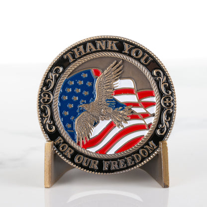 🇺🇸 "Thank You For Your Service" Patriotic Challenge Coin - Ultimate Gratitude Gift for Veterans & Heroes 🦅