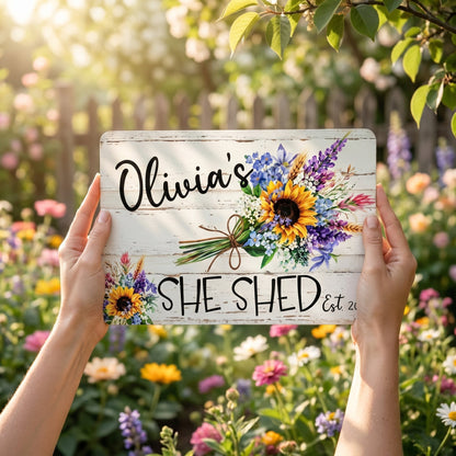 Floral Bouquet Personalized She Shed Sign