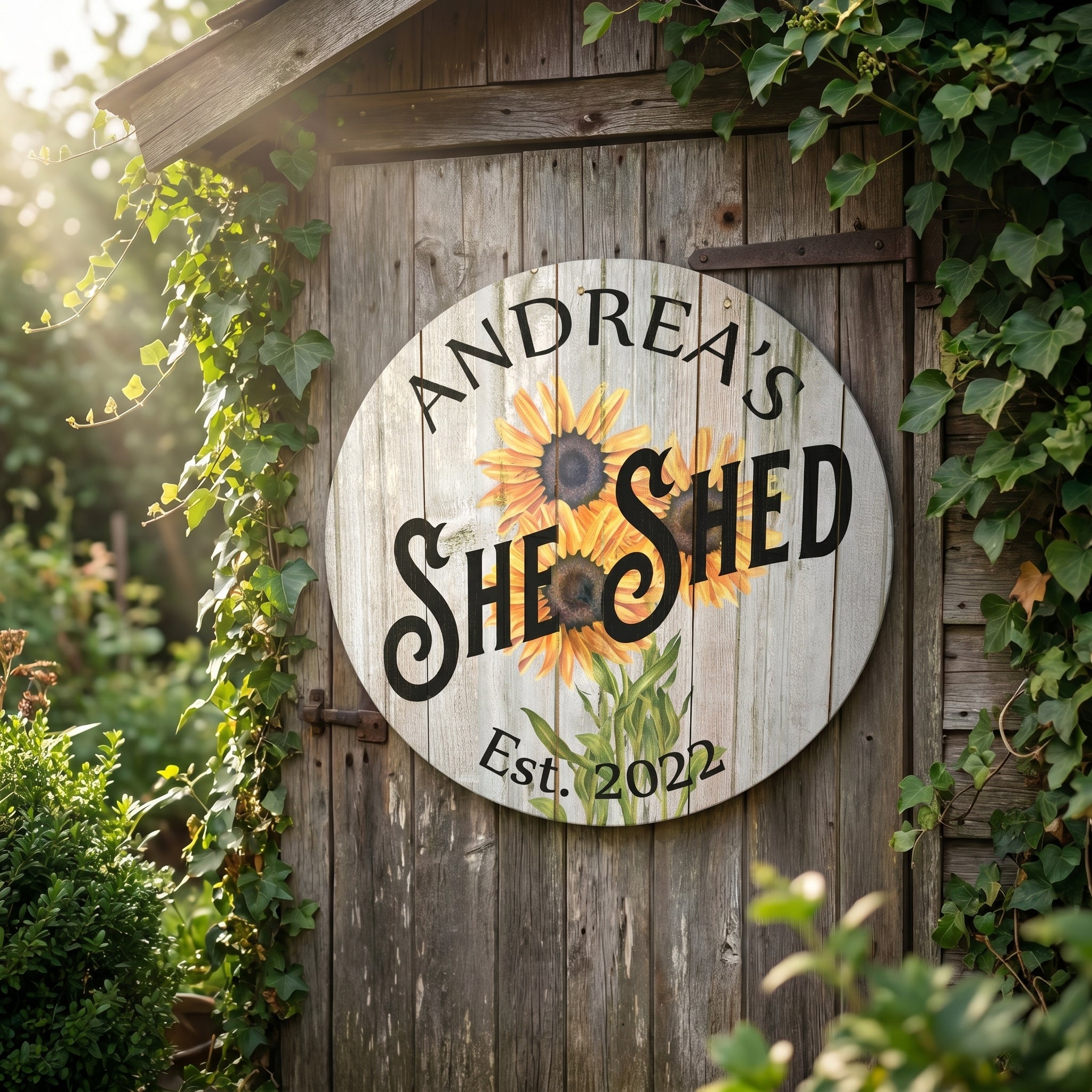 🌻 Personalized Sunflower She Shed Metal Sign