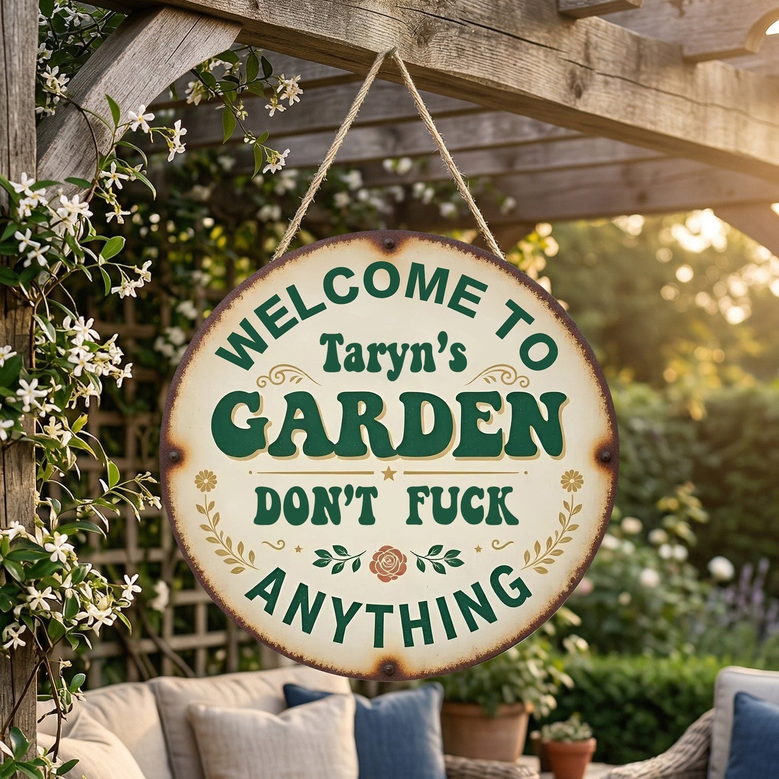 Personalized Funny Garden Metal Sign-Welcome To My Garden Don't Fuck Anything