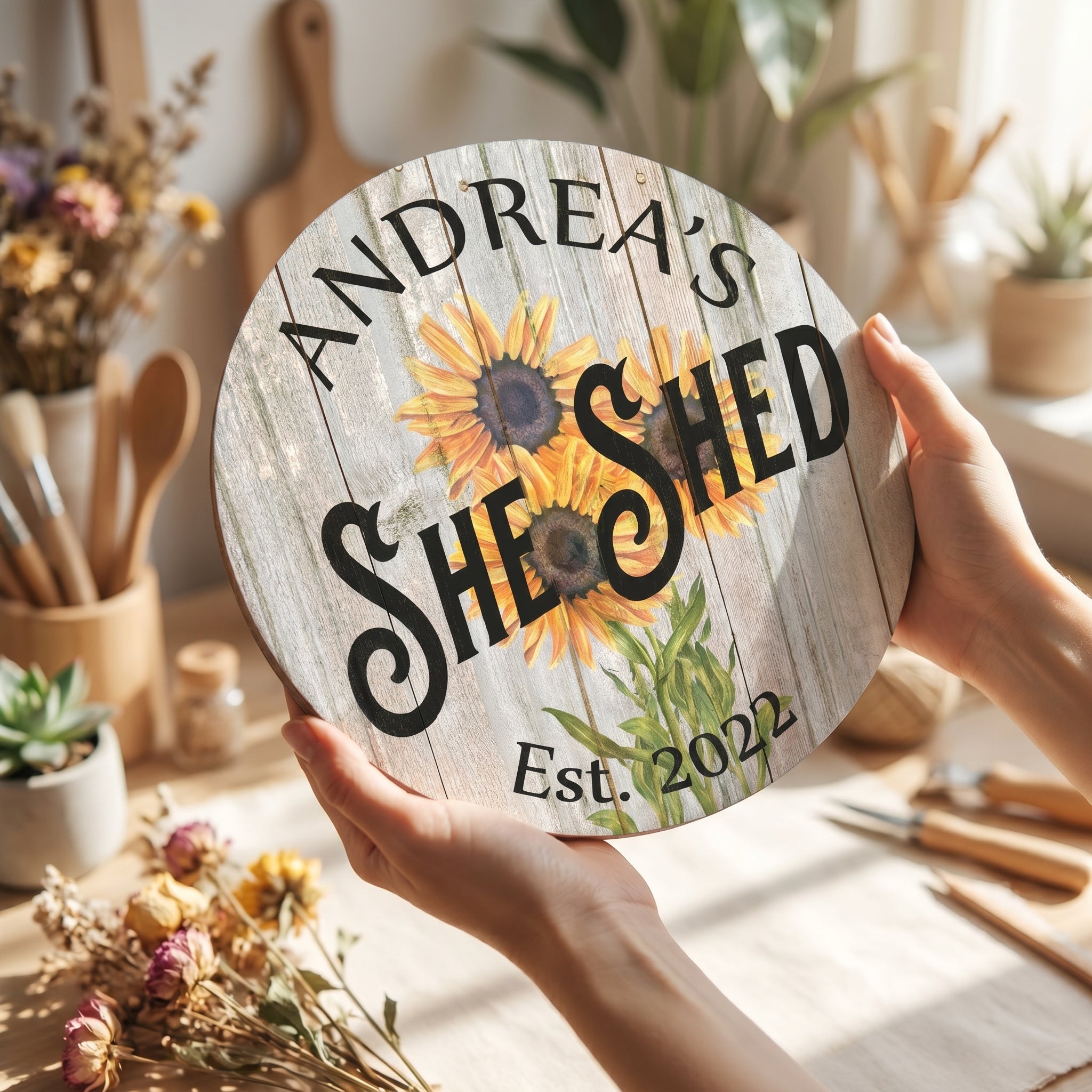 🌻 Personalized Sunflower She Shed Metal Sign