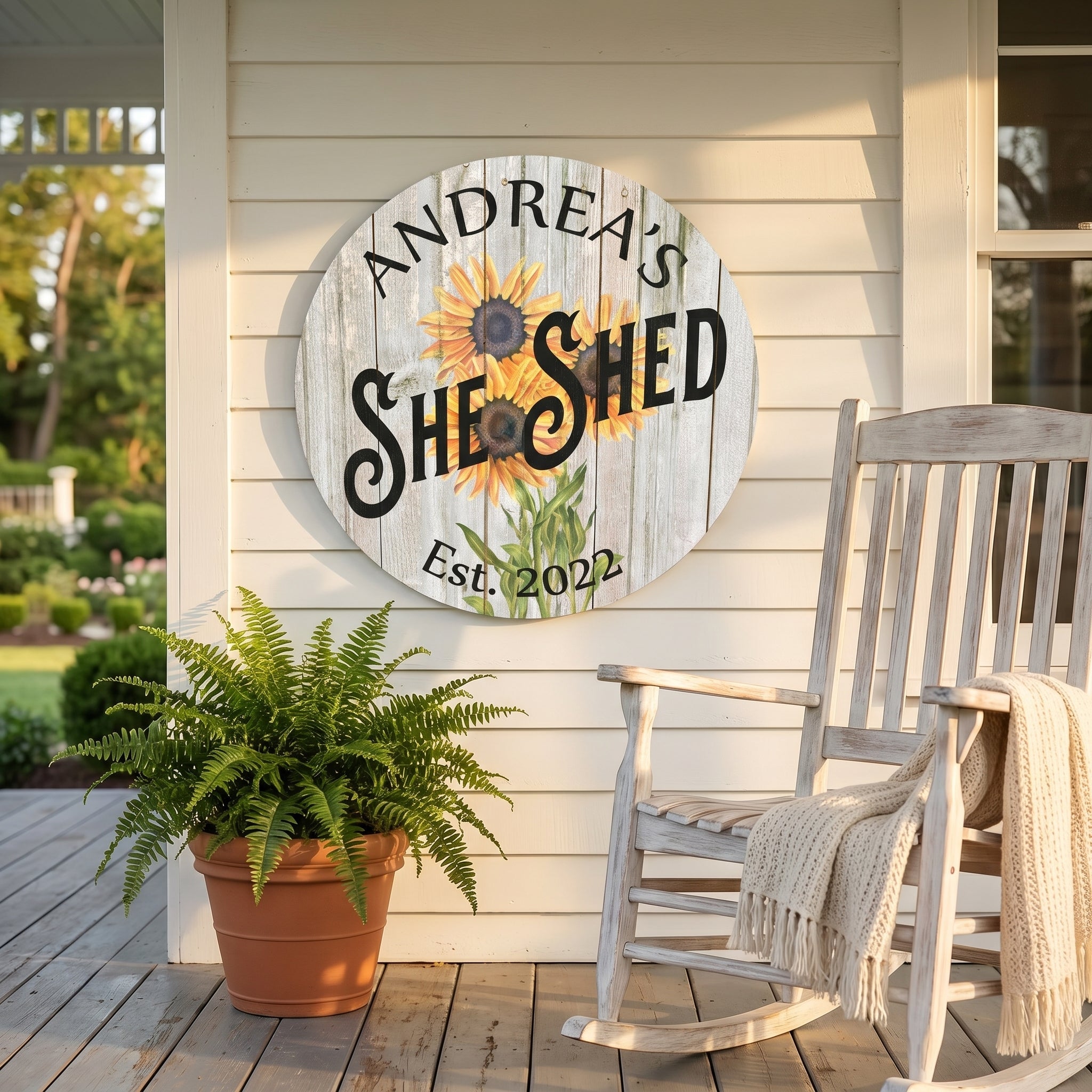 Personalized Sunflower She Shed Metal Sign