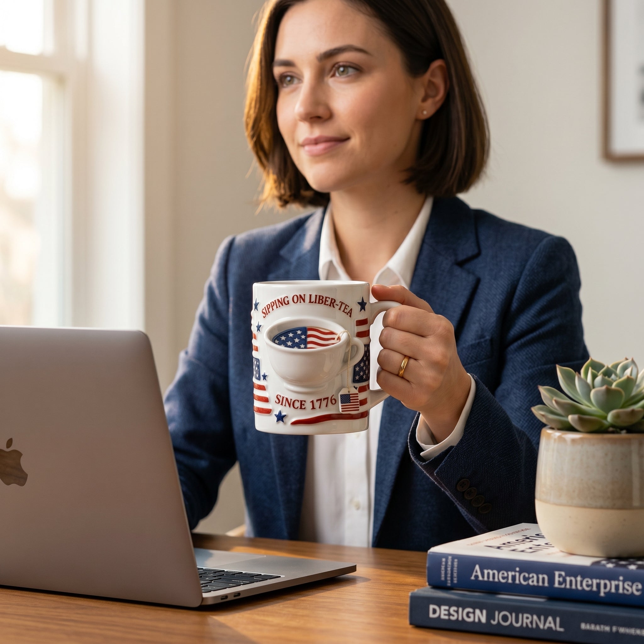 Custom Sipping On Liber-Tee Ceramic Mug-250th Year Of Freedom