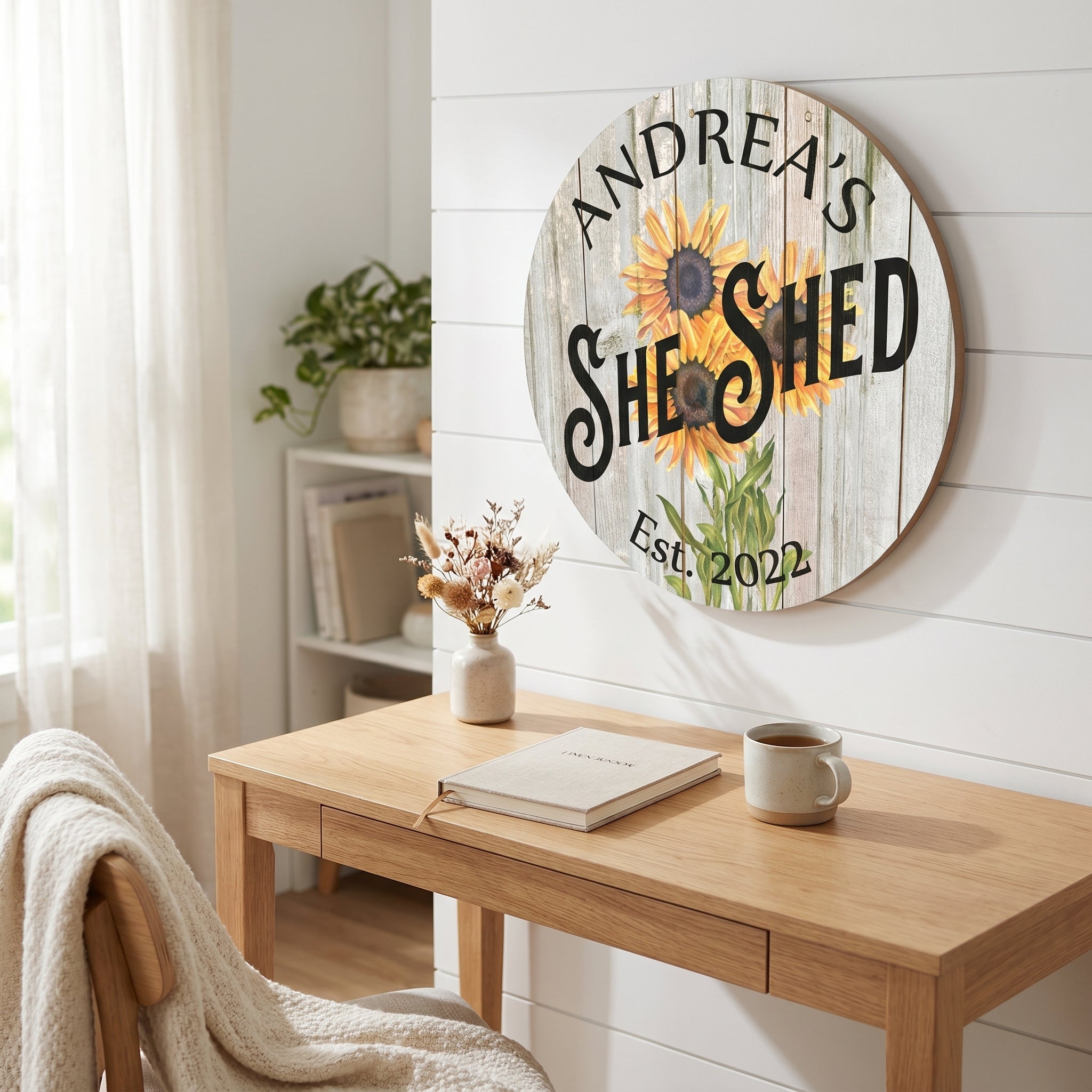 Personalized Sunflower She Shed Metal Sign
