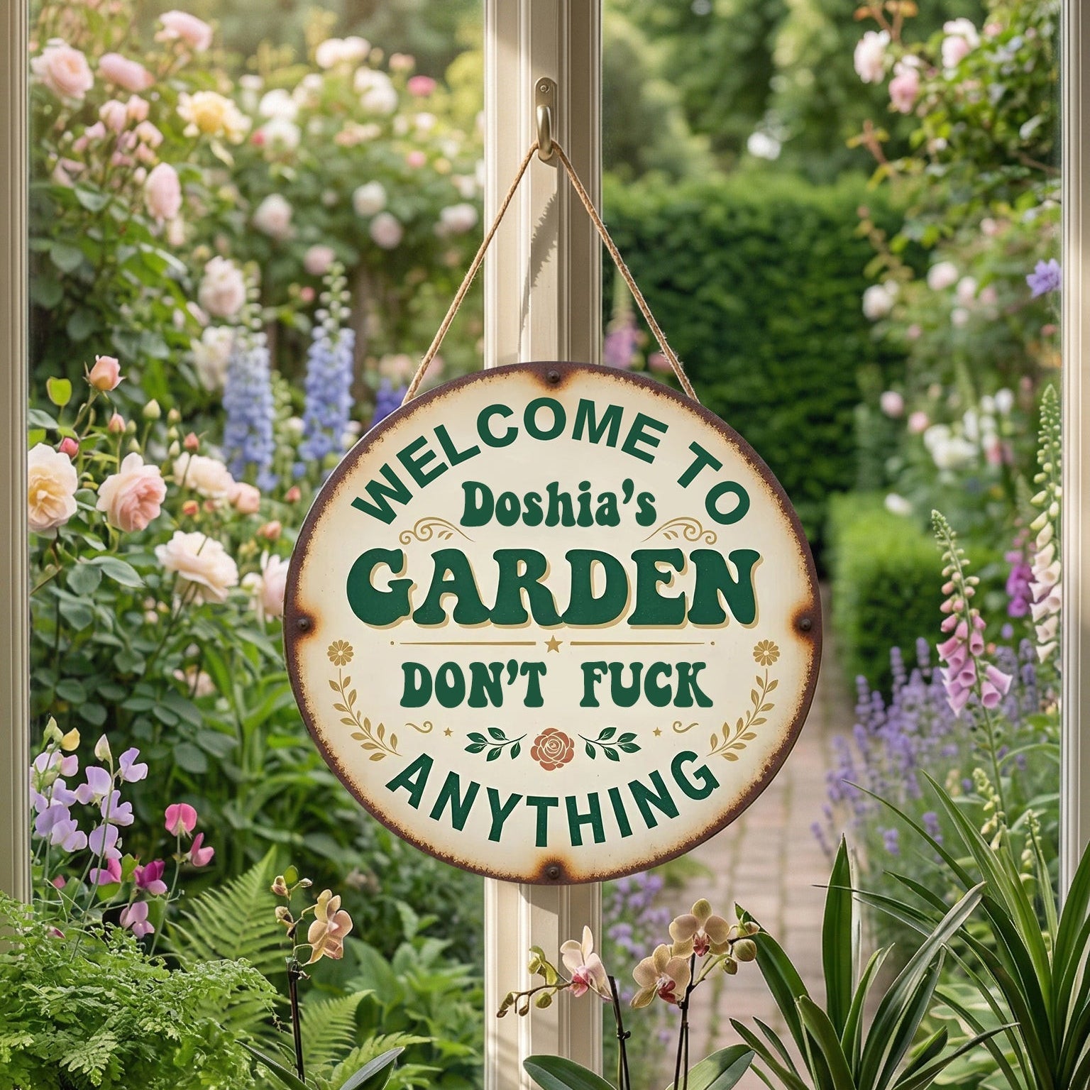 Personalized Funny Garden Metal Sign-Welcome To My Garden Don't Fuck Anything