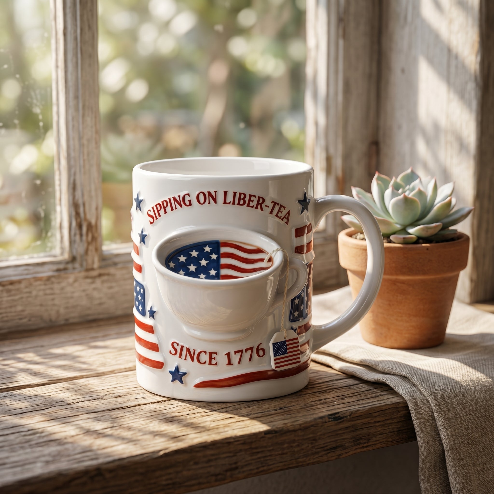 Custom Sipping On Liber-Tee Ceramic Mug-250th Year Of Freedom