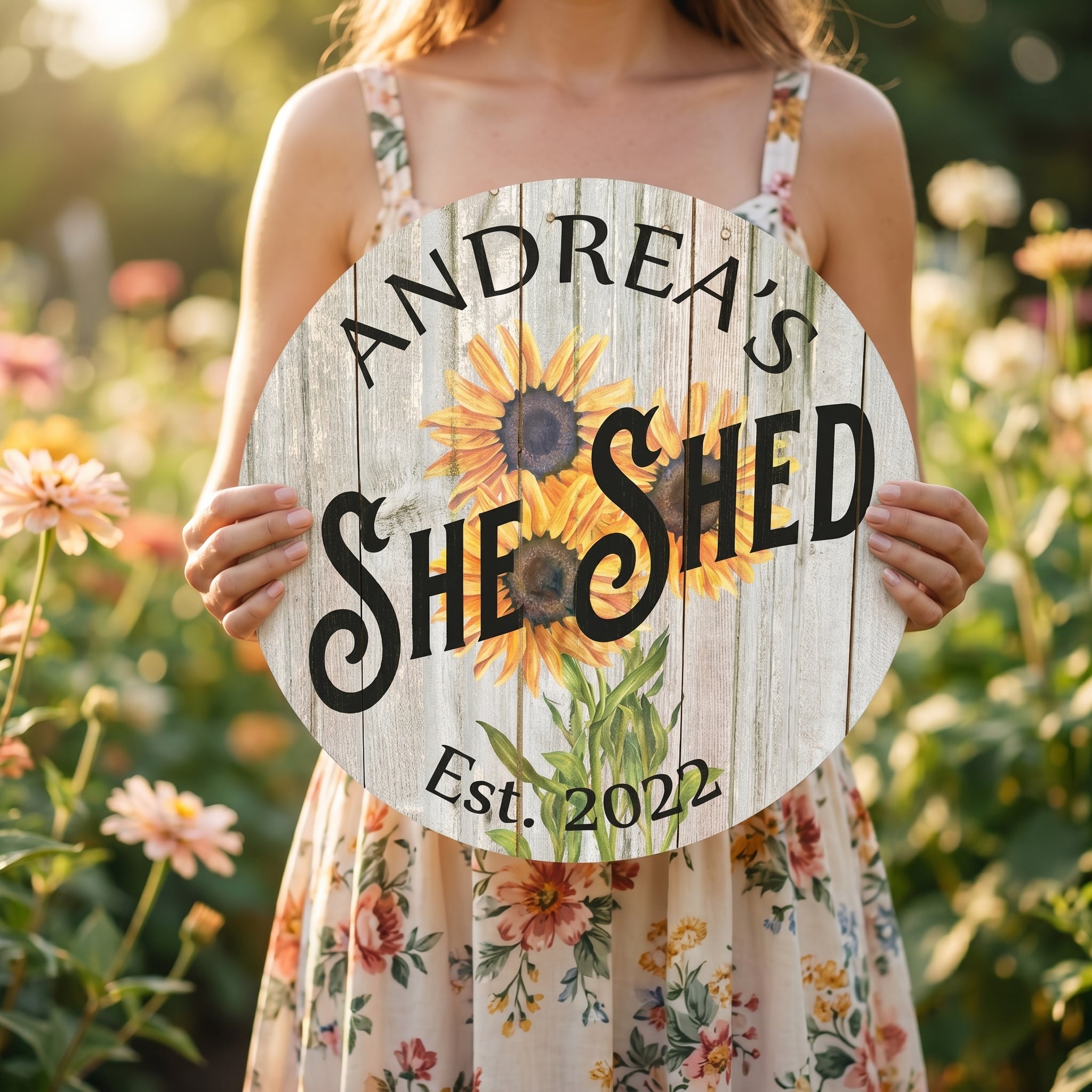 🌻 Personalized Sunflower She Shed Metal Sign