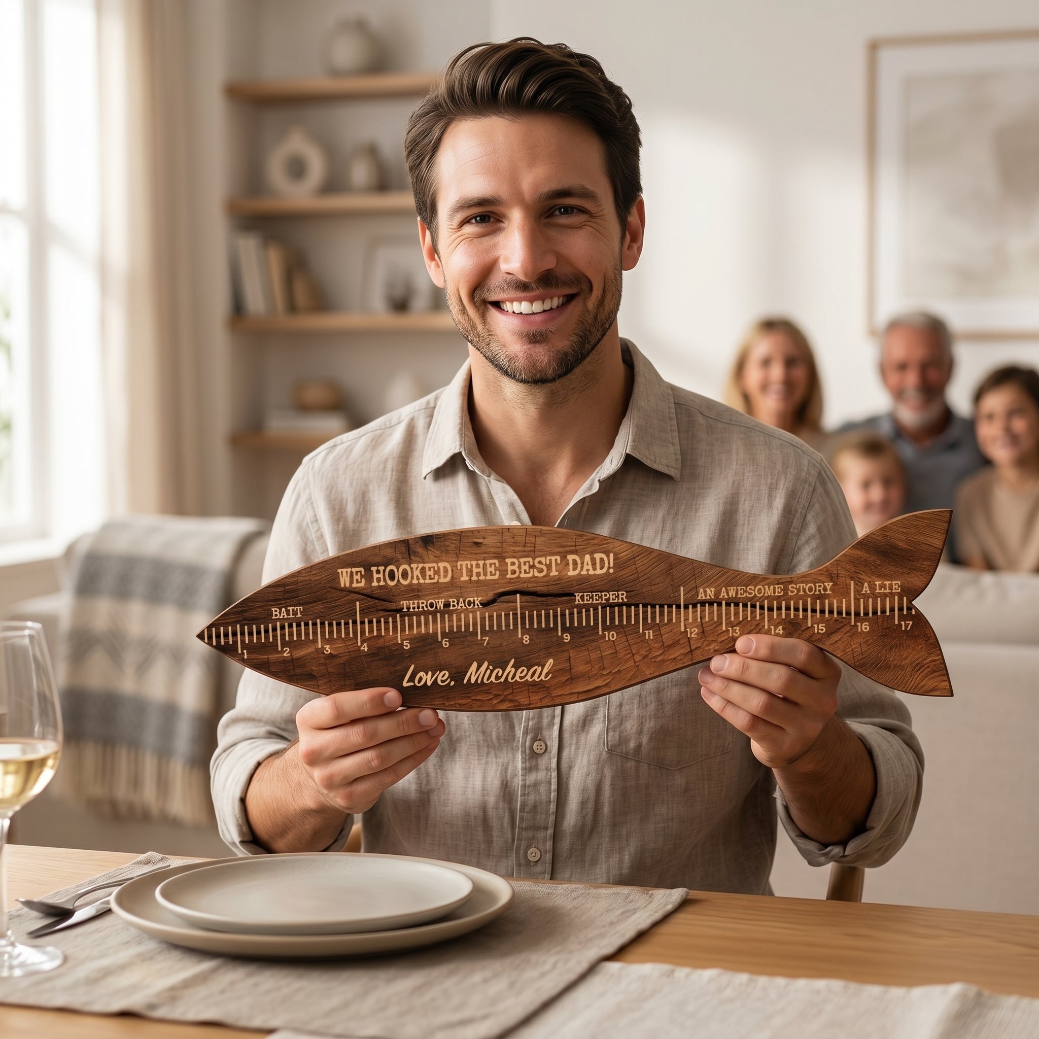 Personalized Fish Ruler for Fathers Day Gift From Kids, Fishing Gift for Dad, Funny Fish Ruler for Dad Gift for Grandpa, Fishing Buddy Gift
