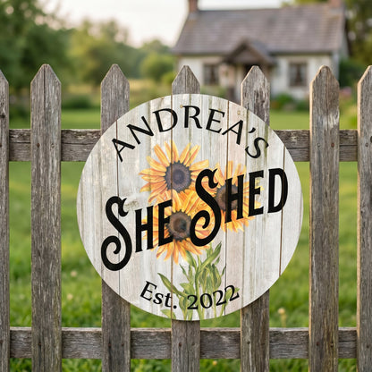Personalized Sunflower She Shed Metal Sign