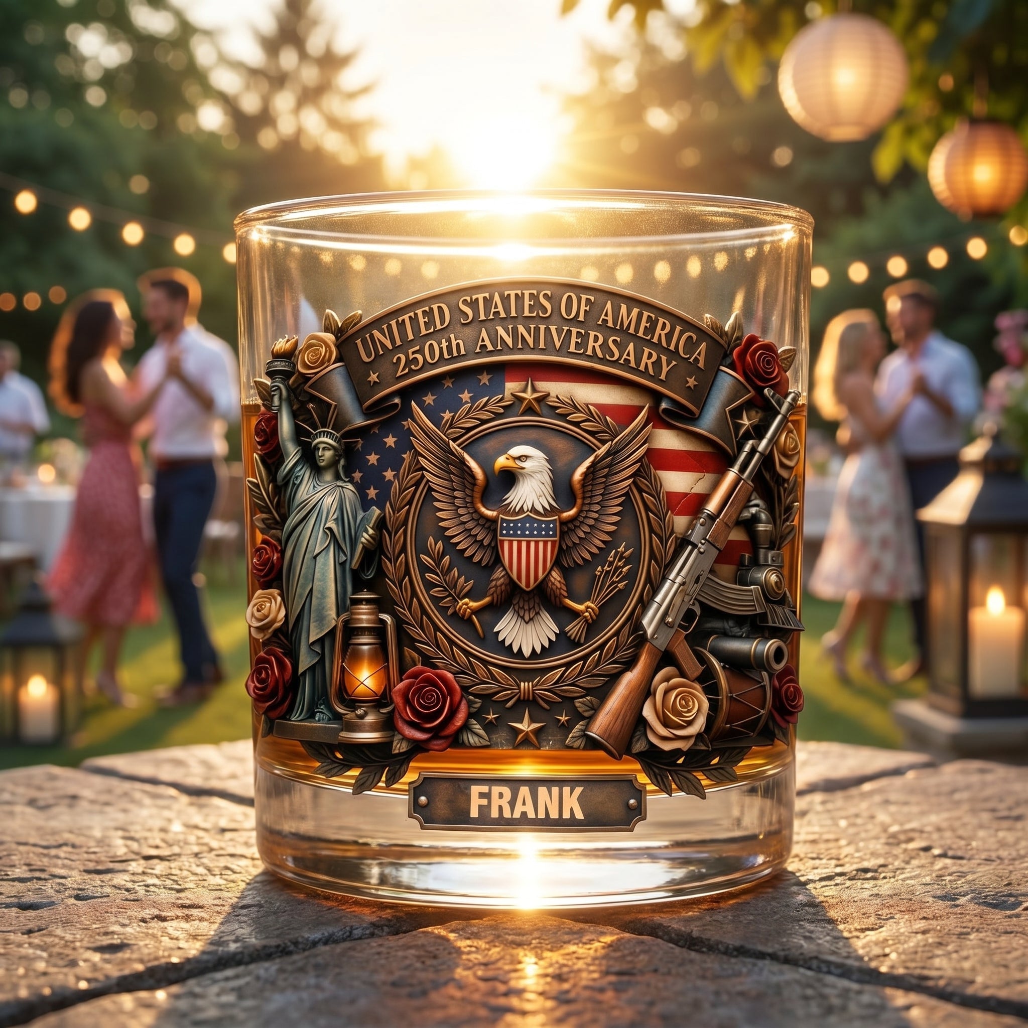 🥃 Personalized USA 250th Anniversary Whiskey Glass