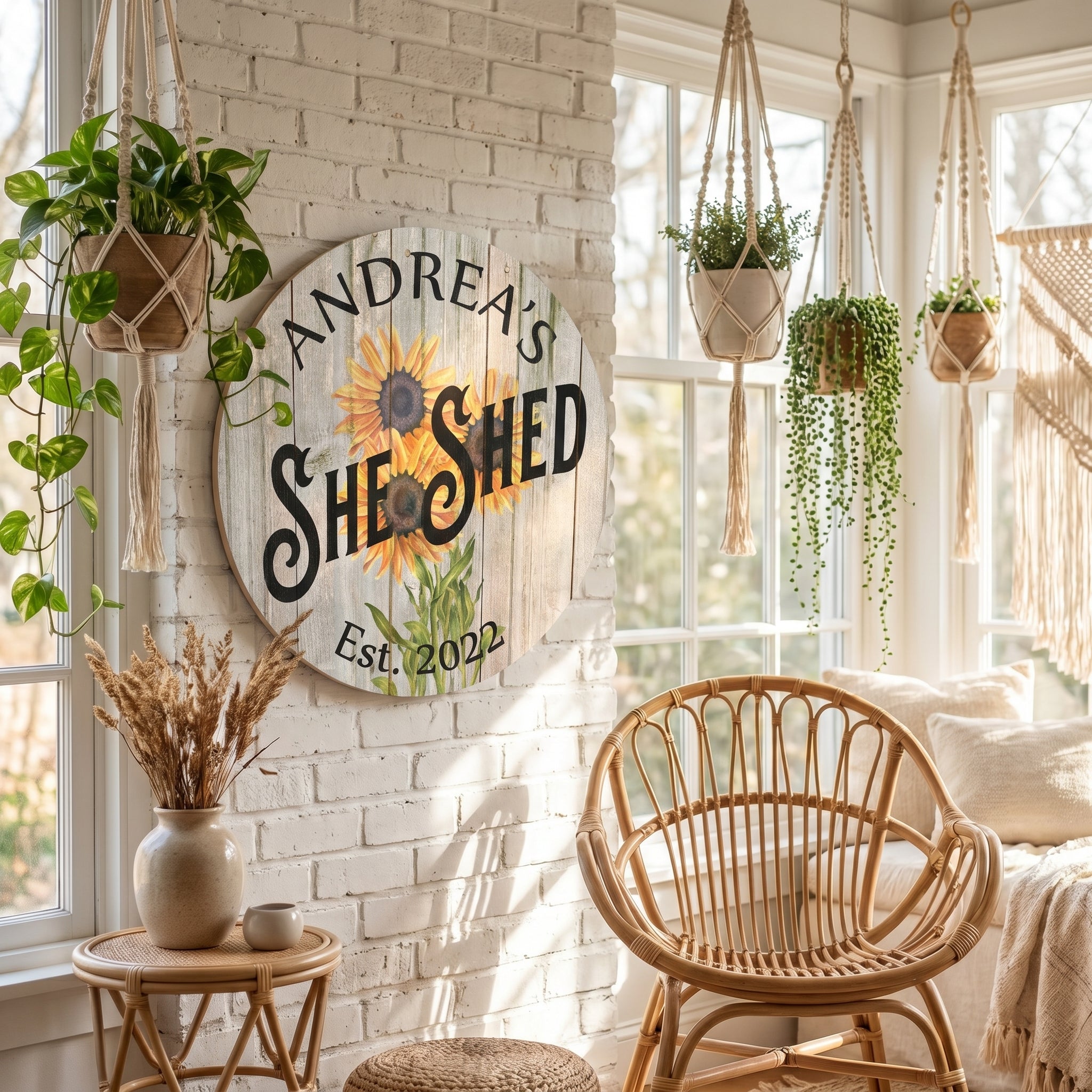 Personalized Sunflower She Shed Metal Sign