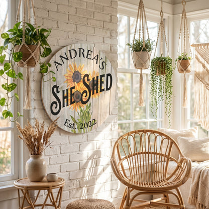 Personalized Sunflower She Shed Metal Sign