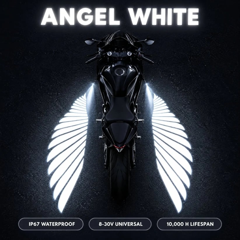🔥 LAST DAY 50% OFF 🏍️ IP67 Waterproof & Dustproof Angel Wing Motorcycle LED Projector Lights (1 Pair)