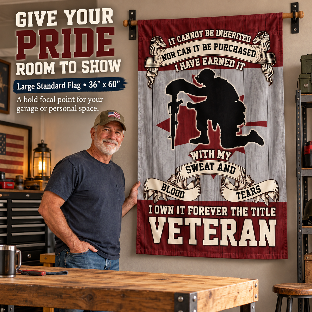 "The Title I Earned" - Proud Veteran Double-Sided Flag | Outdoor Garden & House Decor 🇺🇸🦅