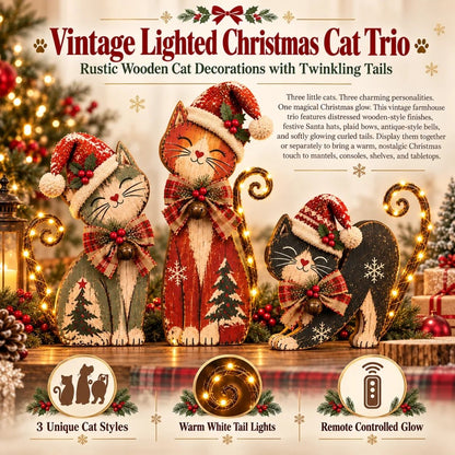 Vintage Christmas Cat Trio