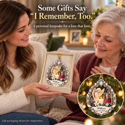 ✨ Keep Their Memory Close | Personalized Angel & Candle Photo Memorial Ornament 🕊️